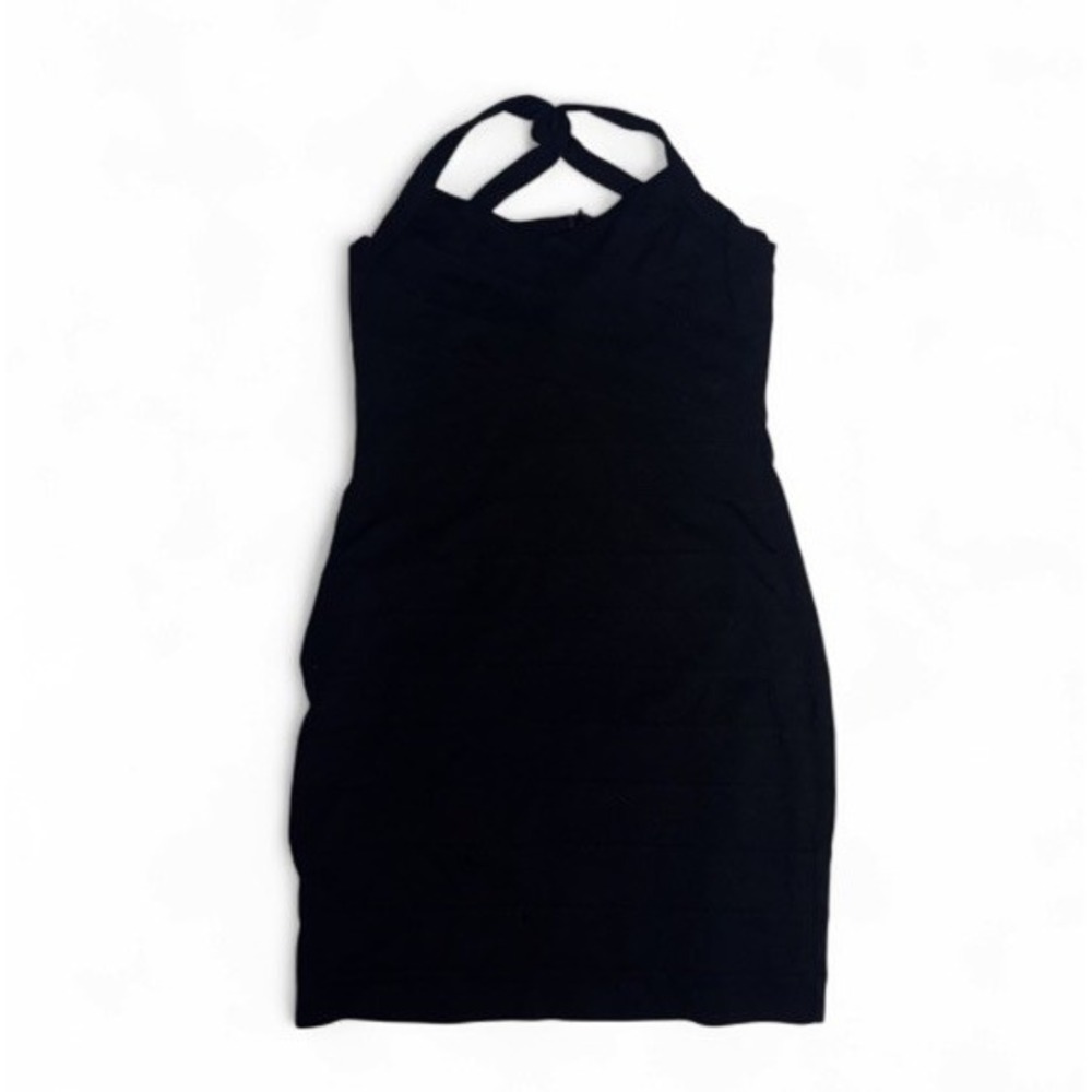 Express Dress Womens M Black Bandage Bodycon Racerback Mini Sexy Clubwear